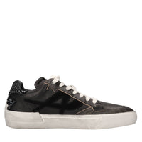 Sneakers in pelle e camoscio con strass 