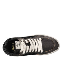 Sneakers in pelle e camoscio con strass 