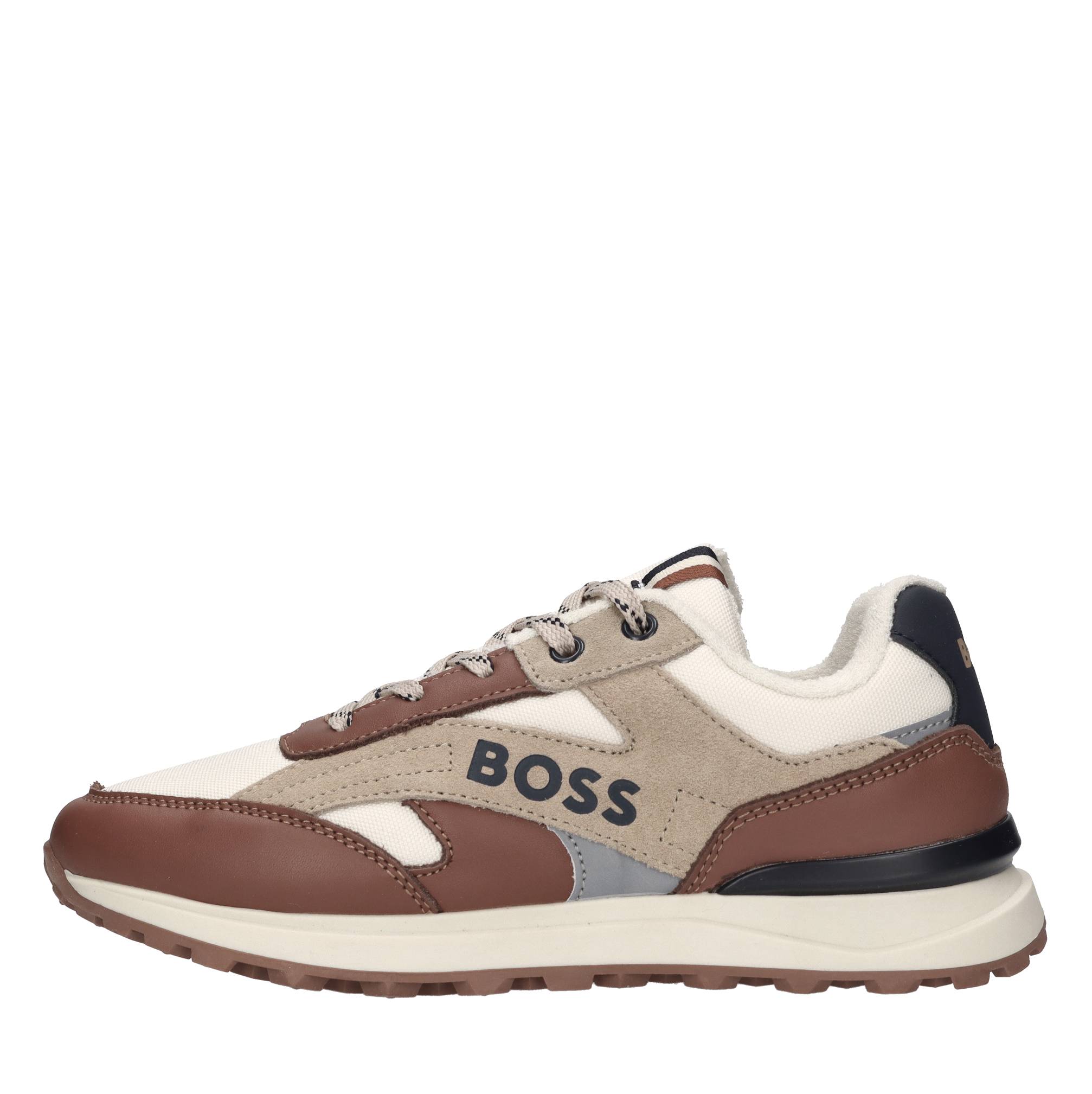 Sneakers in pelle e tessuto 