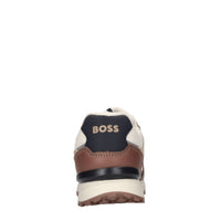 Sneakers in pelle e tessuto 