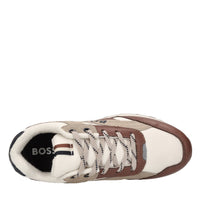 Sneakers in pelle e tessuto 