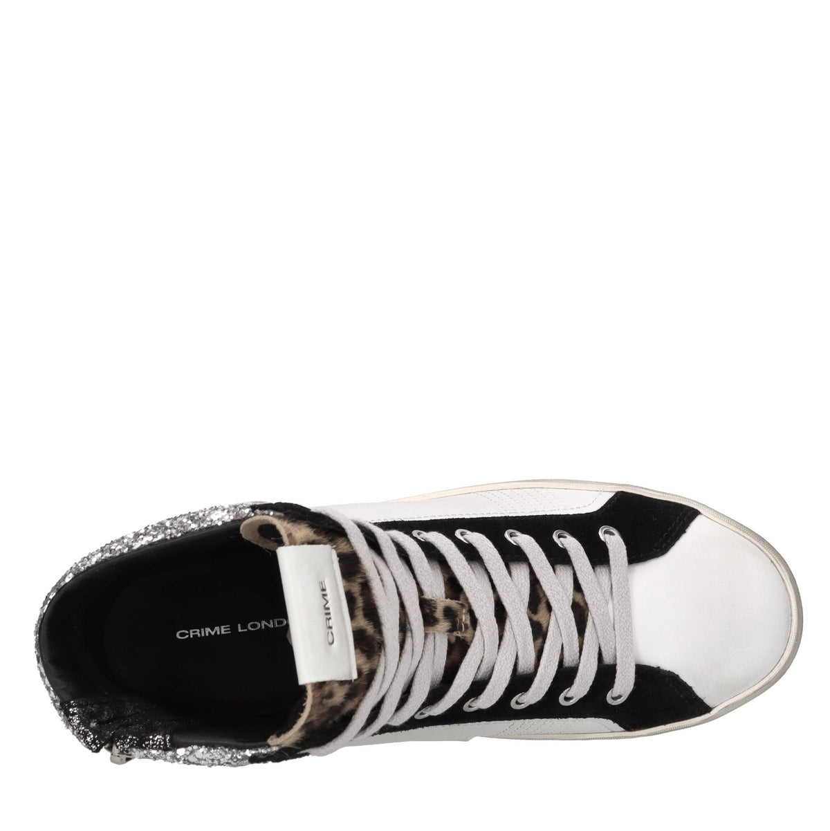 Sneakers in pelle, cavallino e glitter 