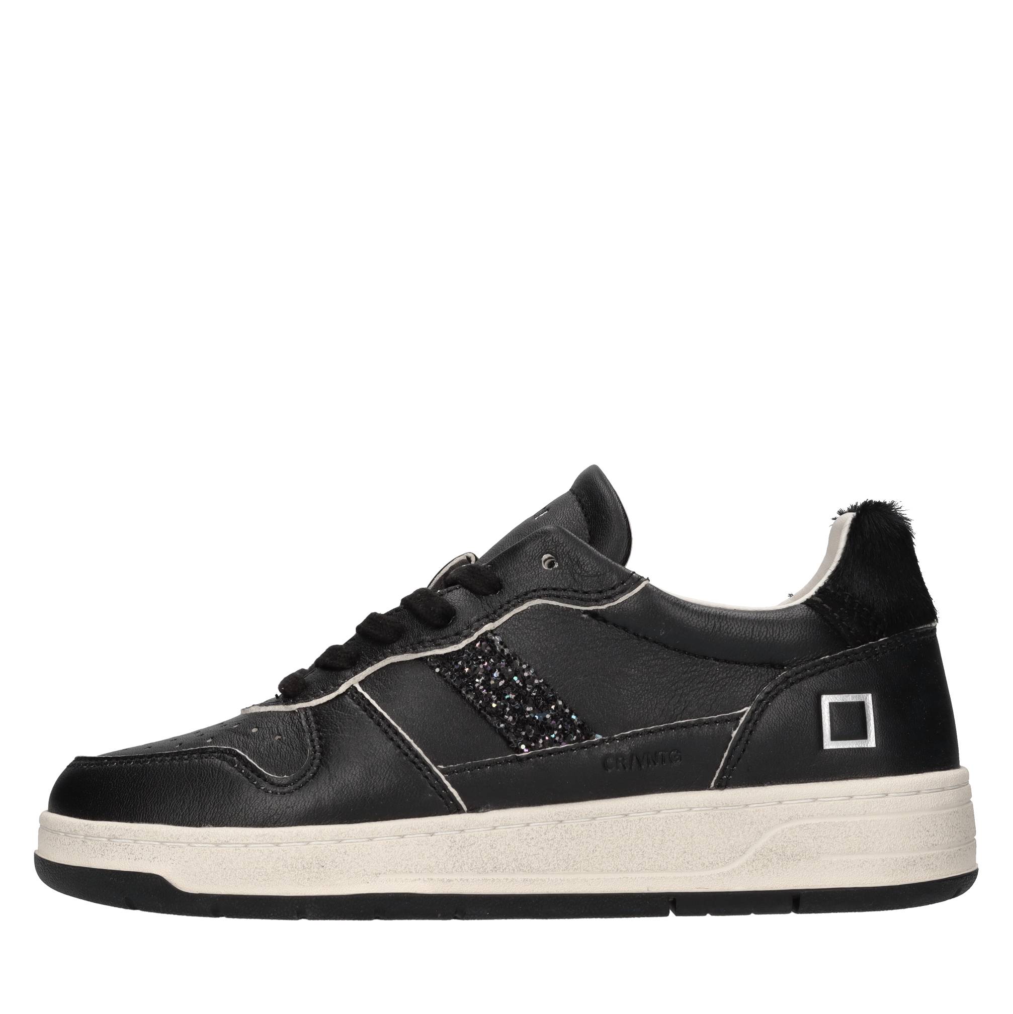 Sneakers in pelle e tessuto con glitter 