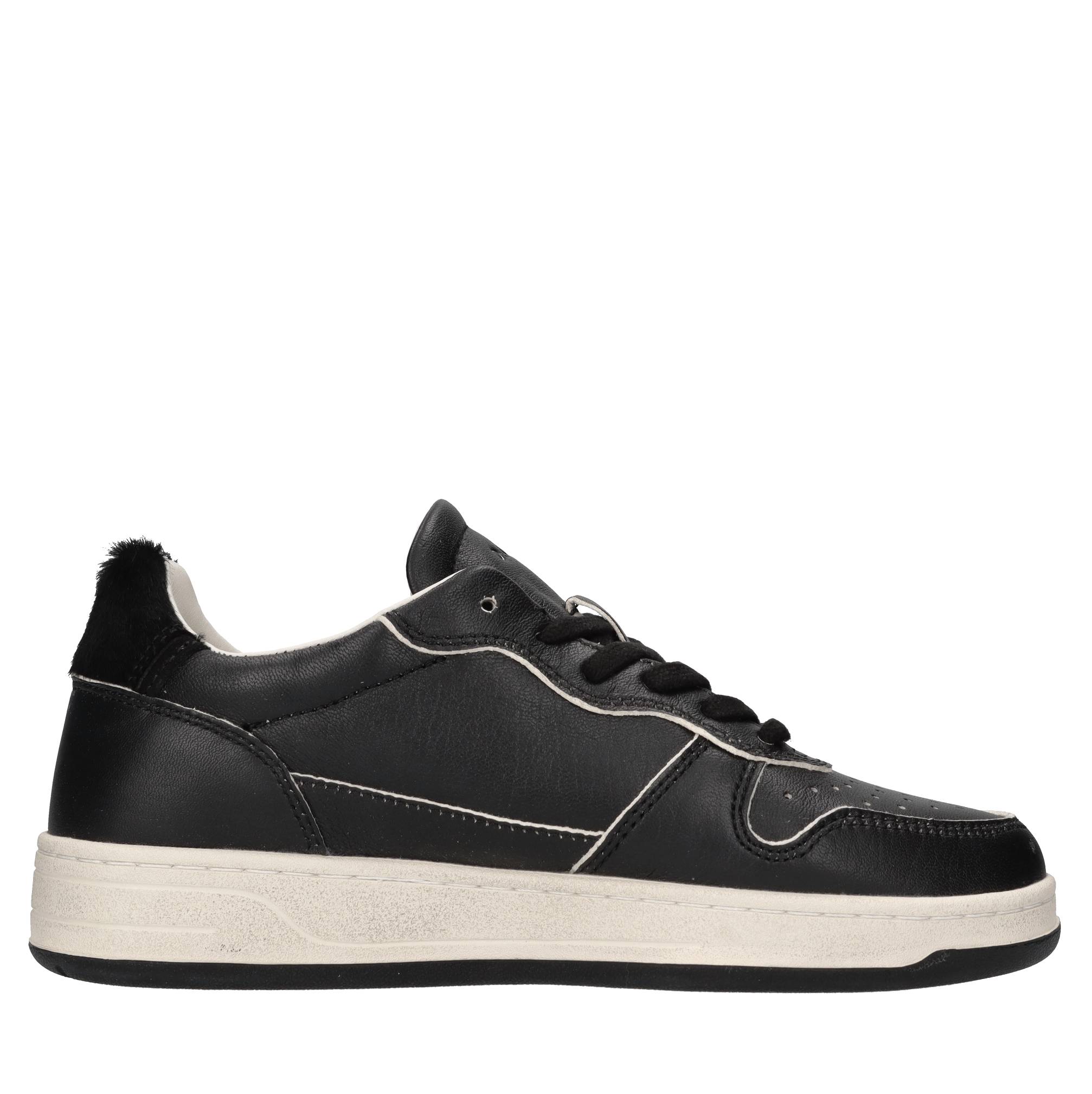 Sneakers in pelle e tessuto con glitter 