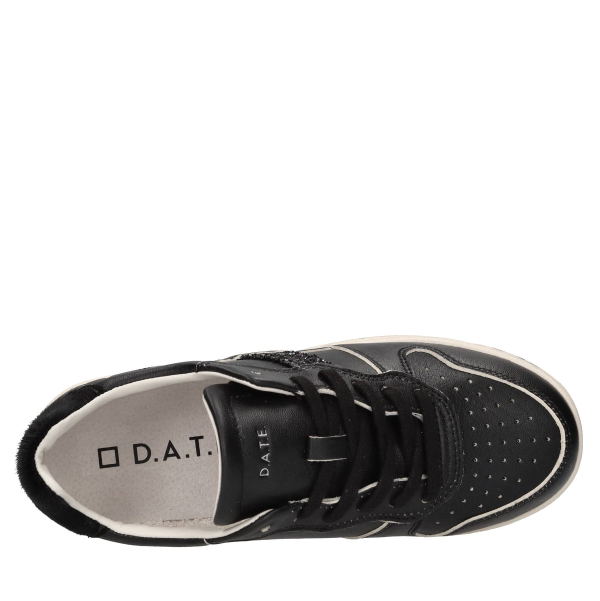 Sneakers in pelle e tessuto con glitter 