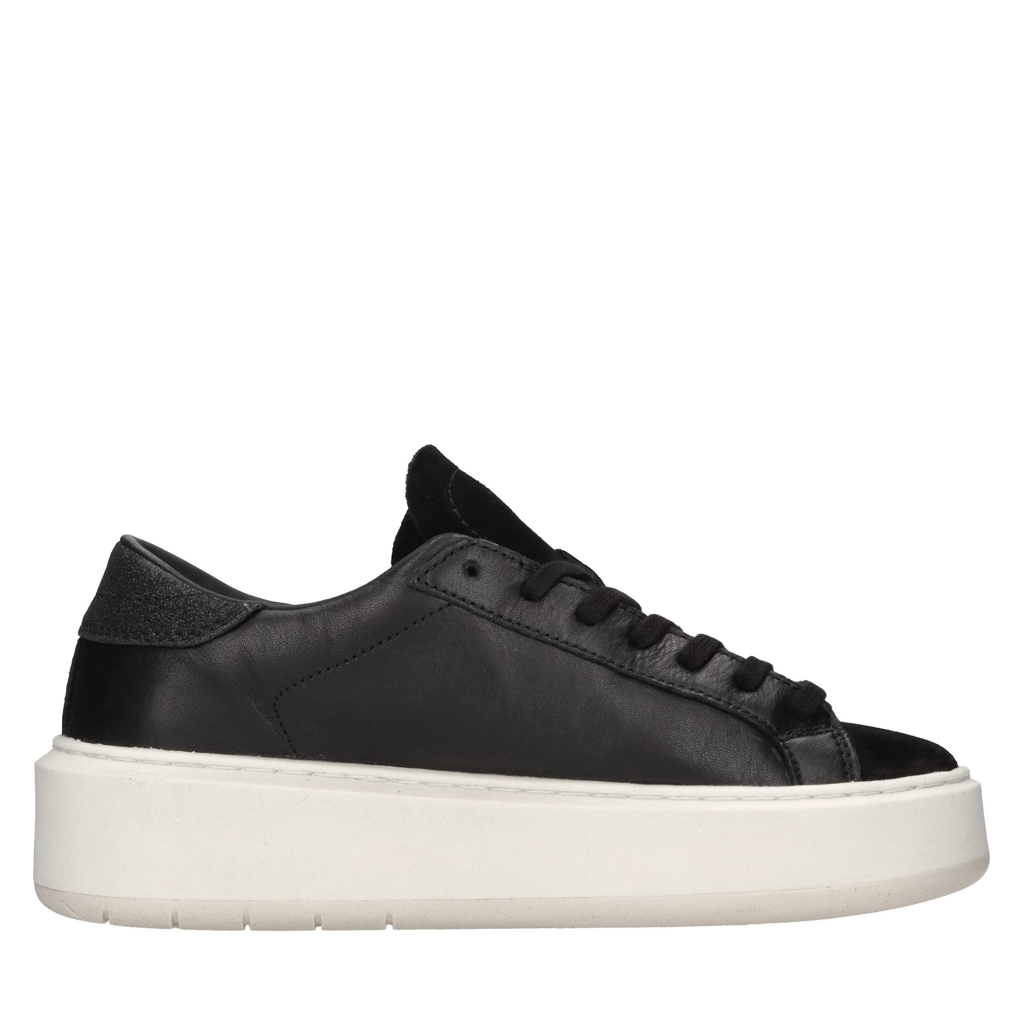 Sneakers in pelle, camoscio e tessuto con glitter 
