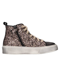 Sneakers in pelle e glitter 