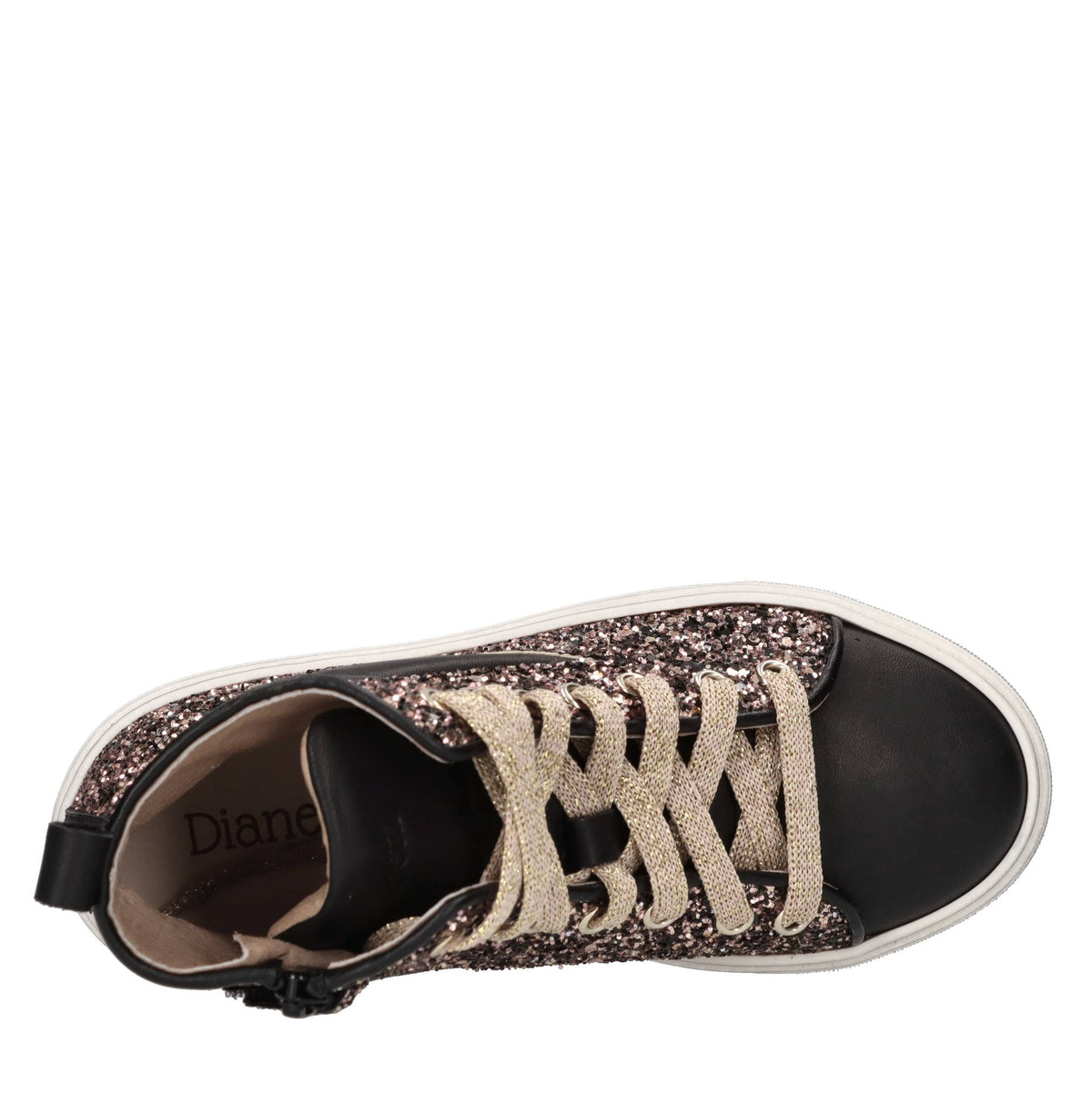 Sneakers in pelle e glitter 