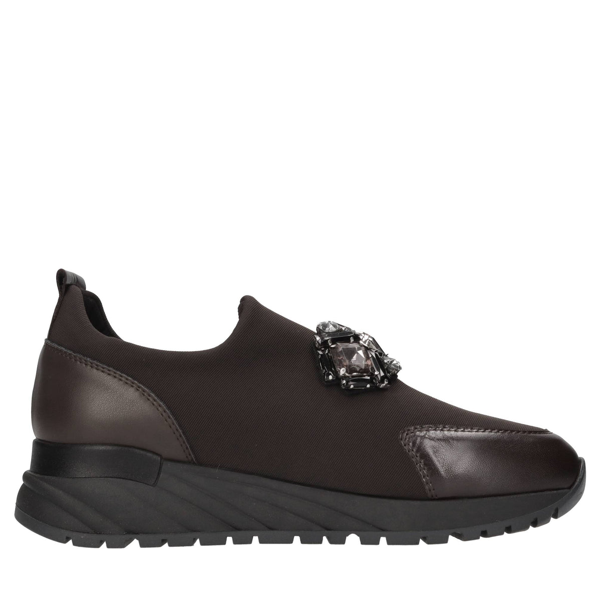 Slip-on in pelle e tessuto tecnico 