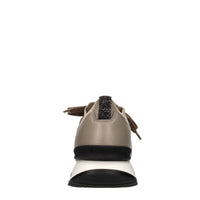 Sneakers in pelle e tessuto con strass 