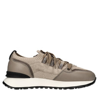 Sneakers in pelle e tessuto con strass 