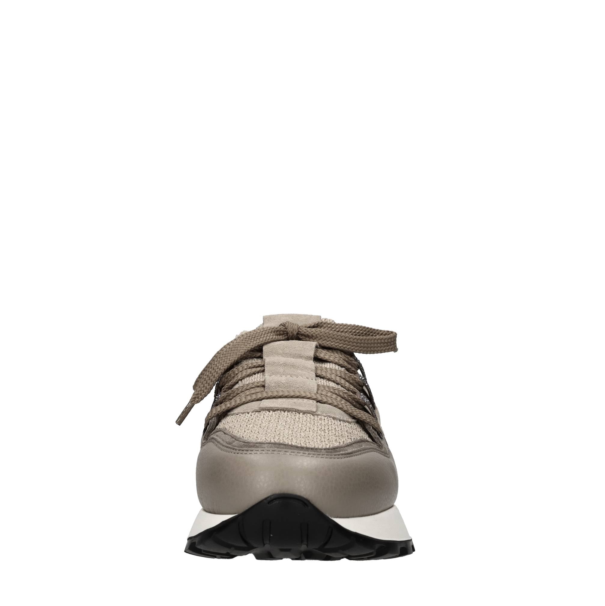 Sneakers in pelle e tessuto con strass 