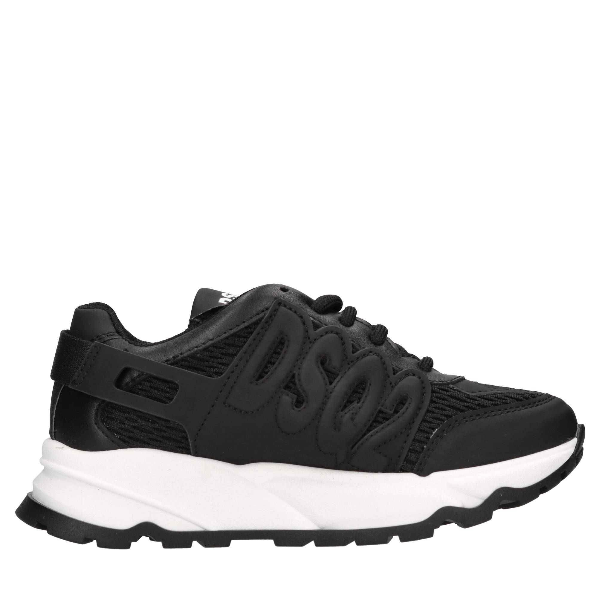 Sneakers in pelle e tessuto 