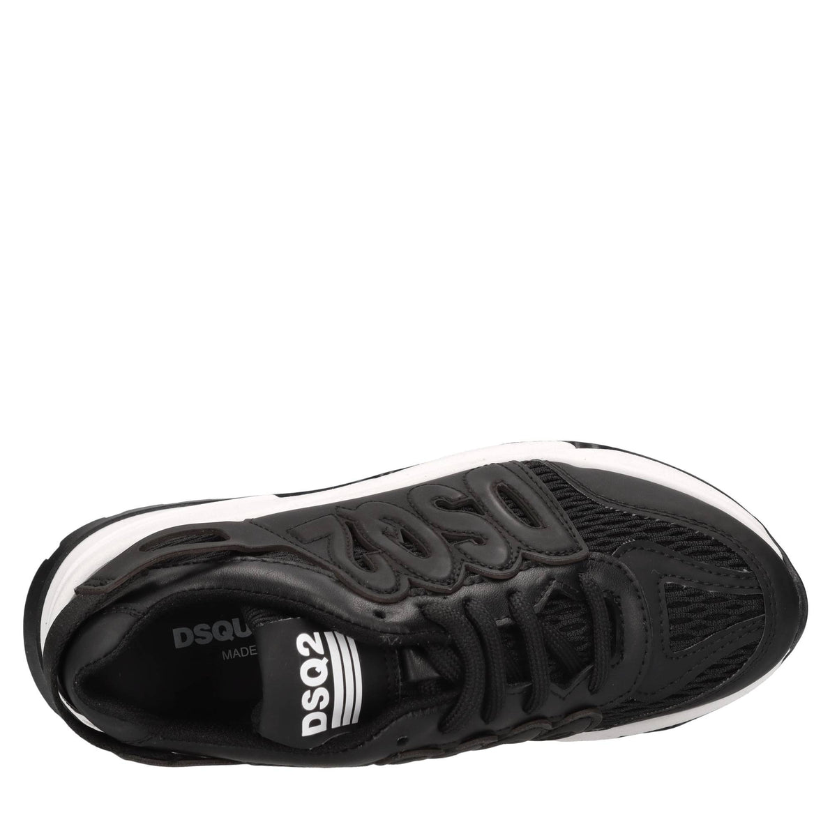 Sneakers in pelle e tessuto 