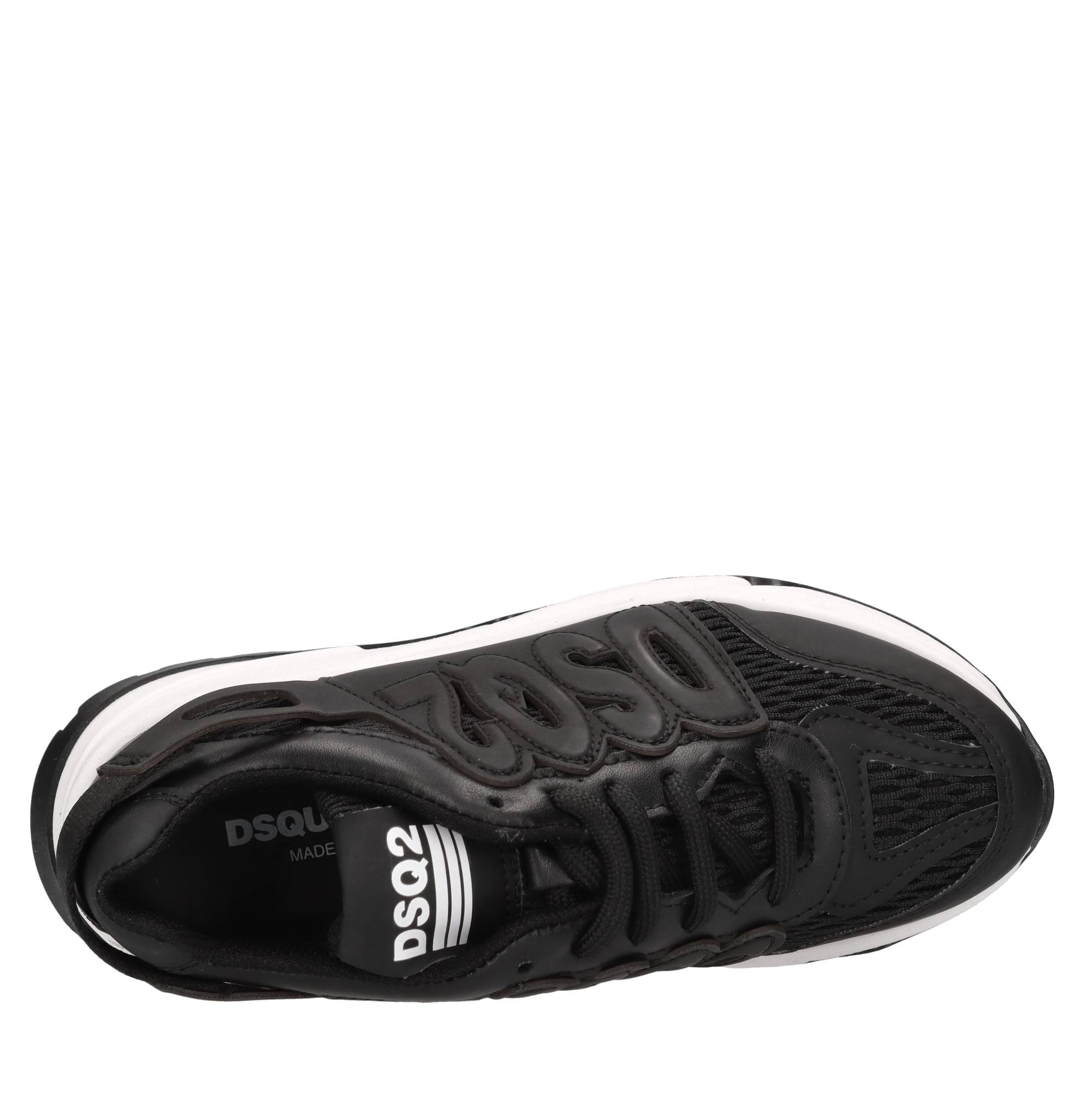 Sneakers in pelle e tessuto 
