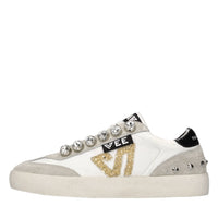 Sneakers in pelle, camoscio e glitter 