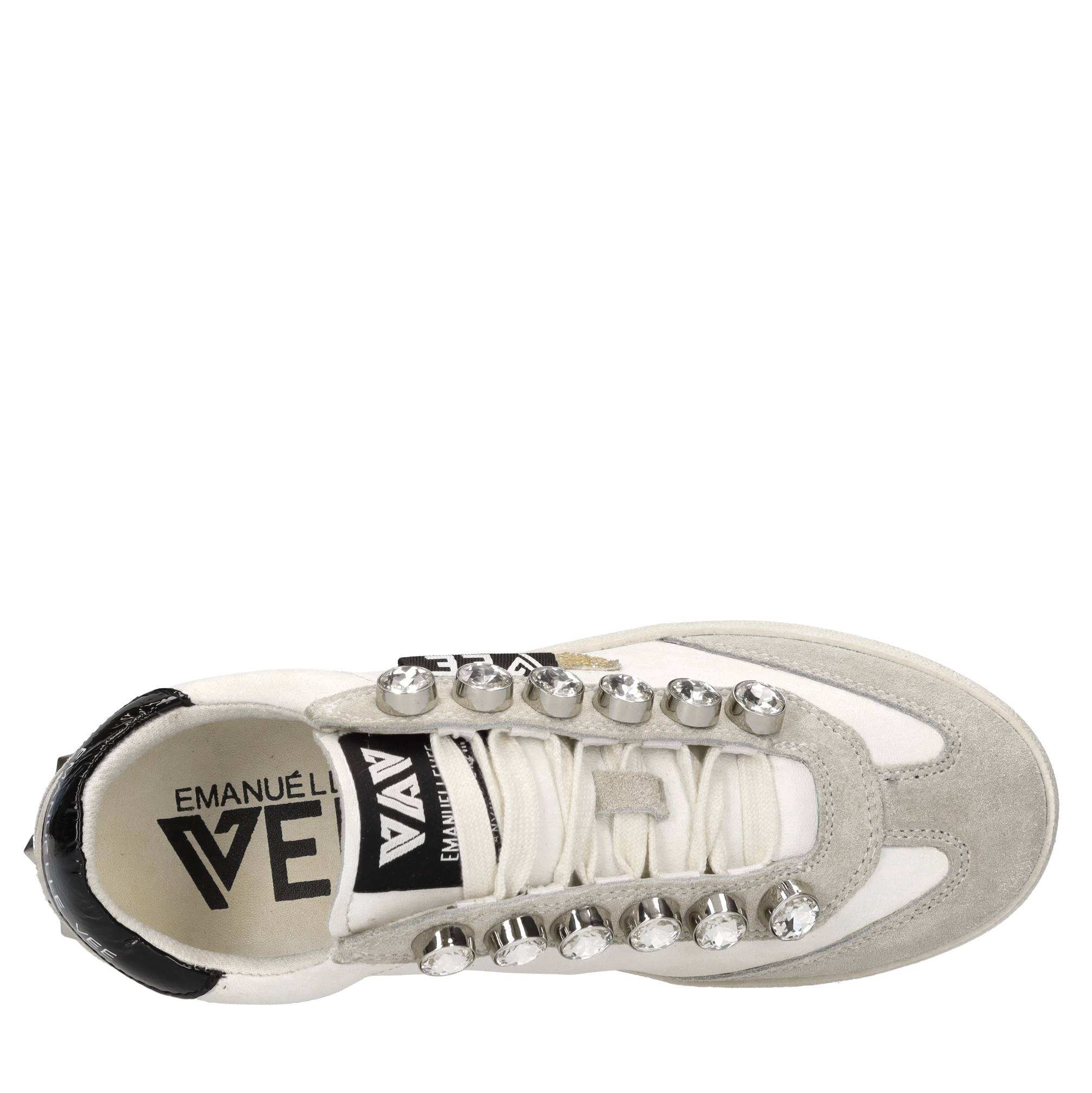Sneakers in pelle, camoscio e glitter 