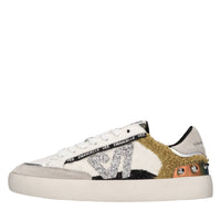 Sneakers in pelle, tessuto e glitter 