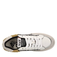 Sneakers in pelle, tessuto e glitter 