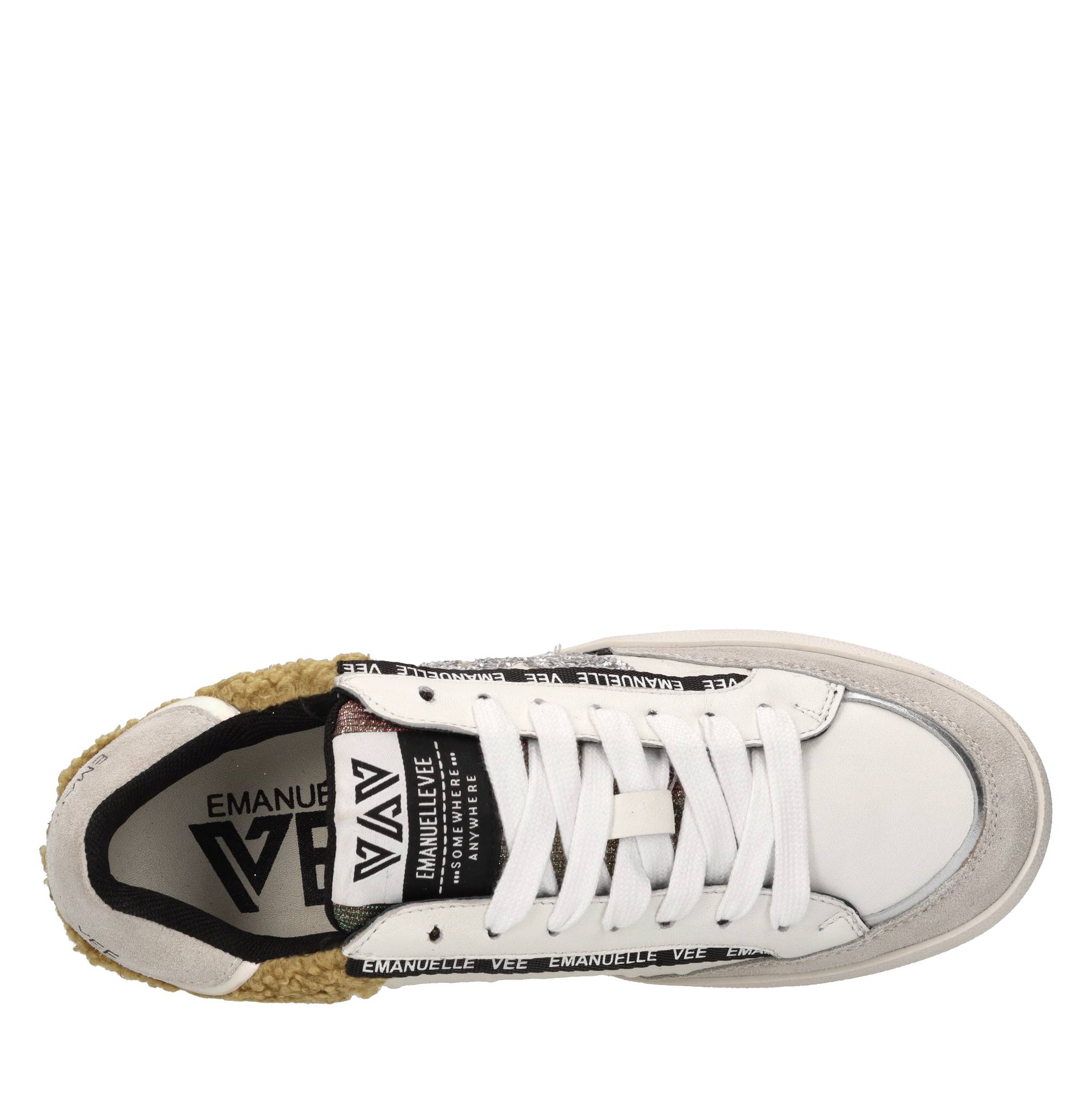 Sneakers in pelle, tessuto e glitter 