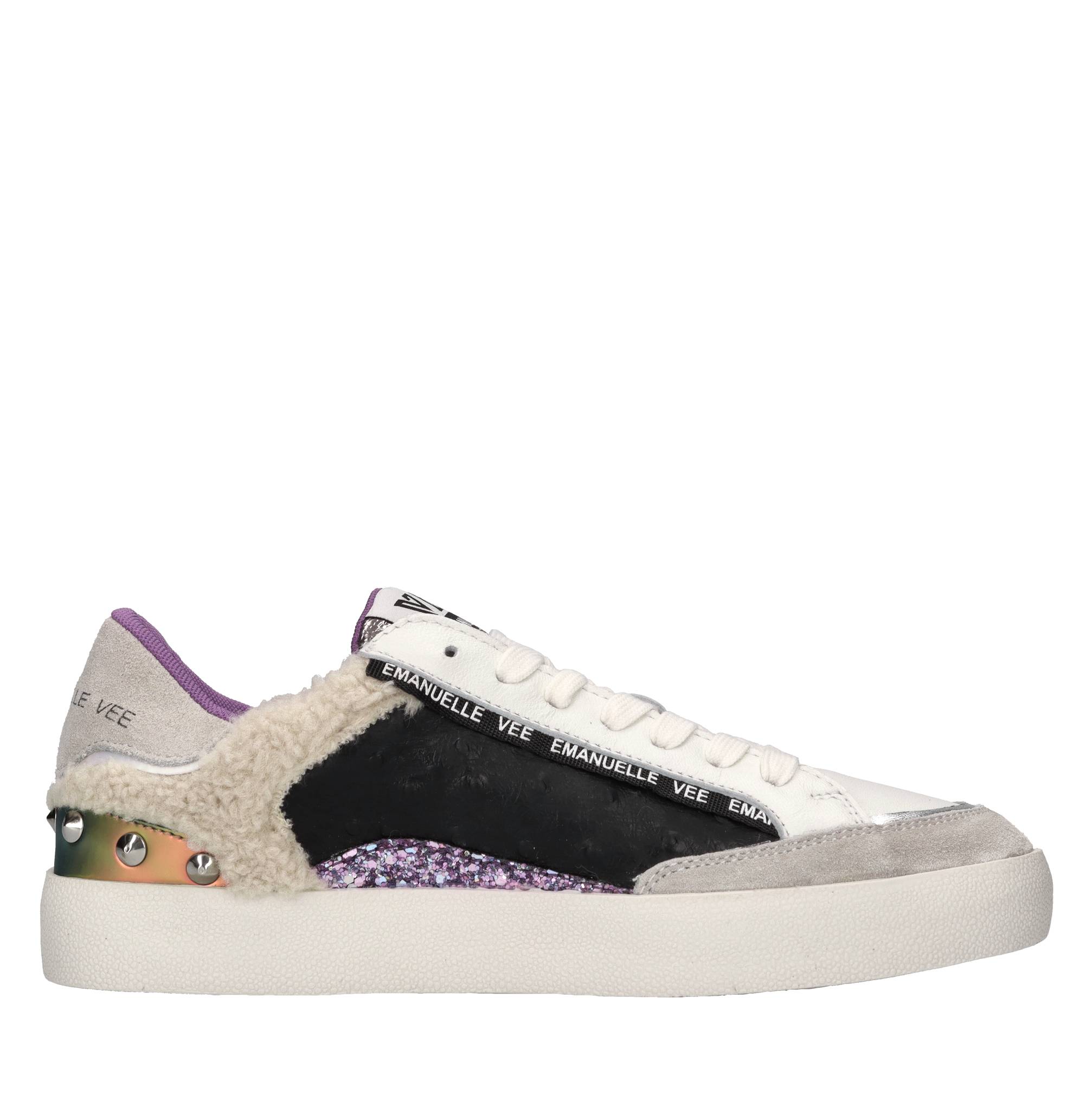 Sneakers in pelle ed ecopelliccia 
