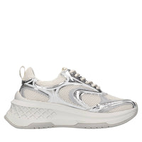 Sneakers in pelle e tessuto 