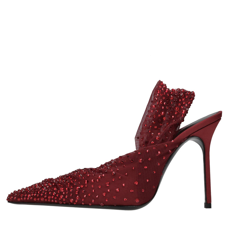 Décolleté slingback in tulle e strass 