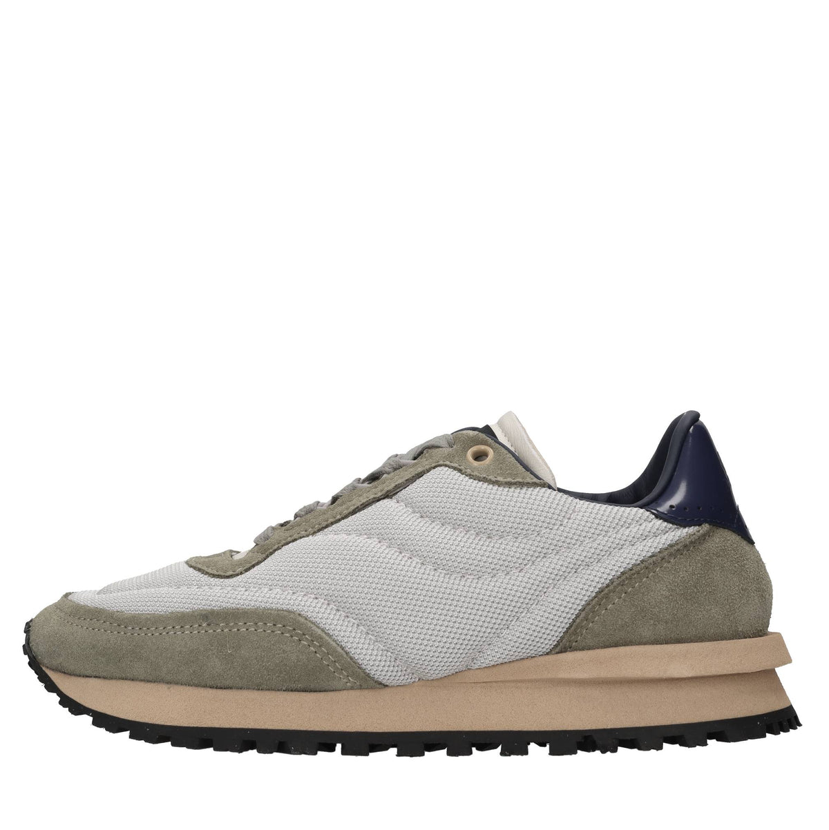 Sneakers in pelle, camoscio e tessuto 
