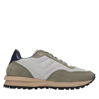 Sneakers in pelle, camoscio e tessuto 