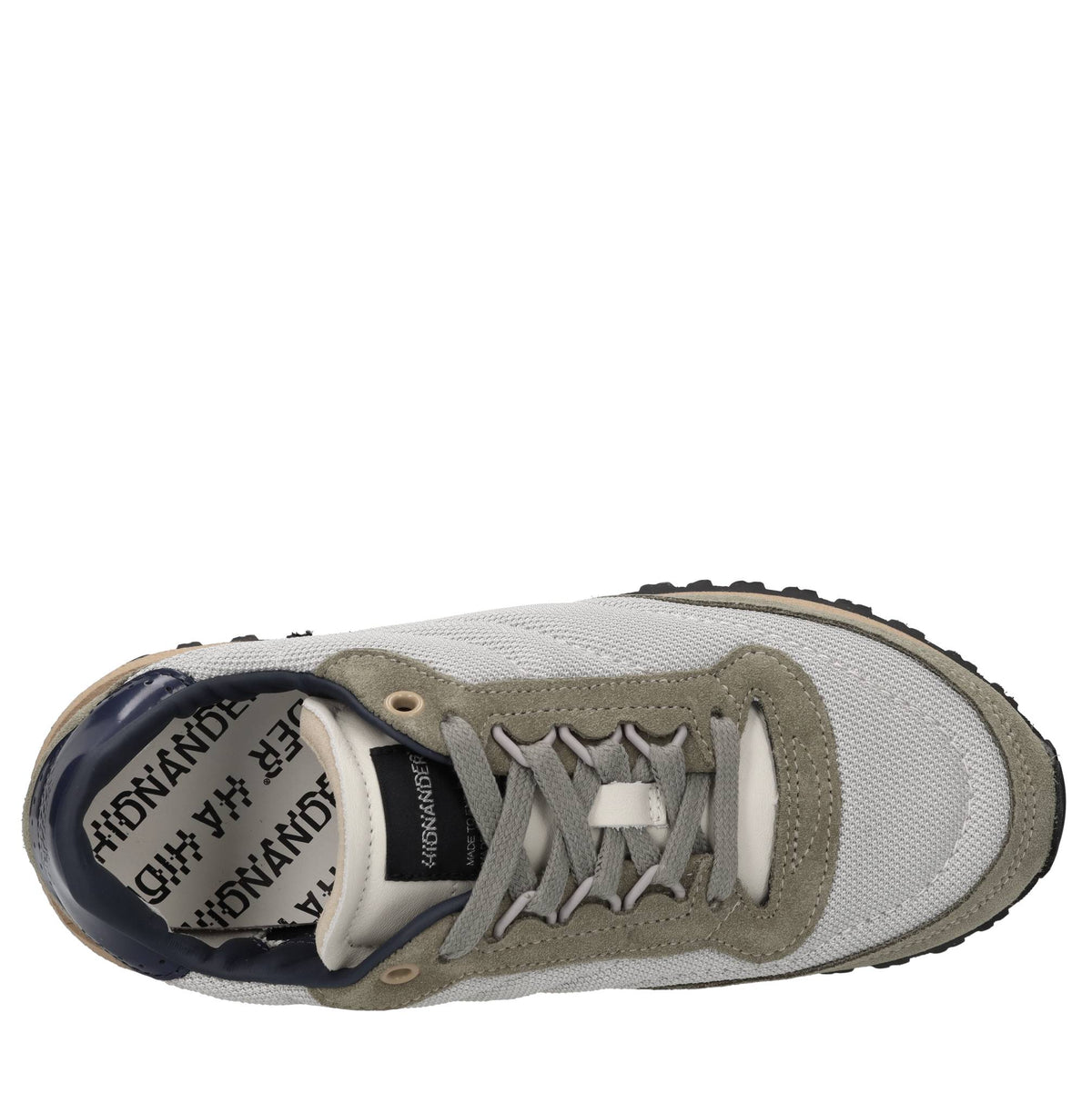 Sneakers in pelle, camoscio e tessuto 