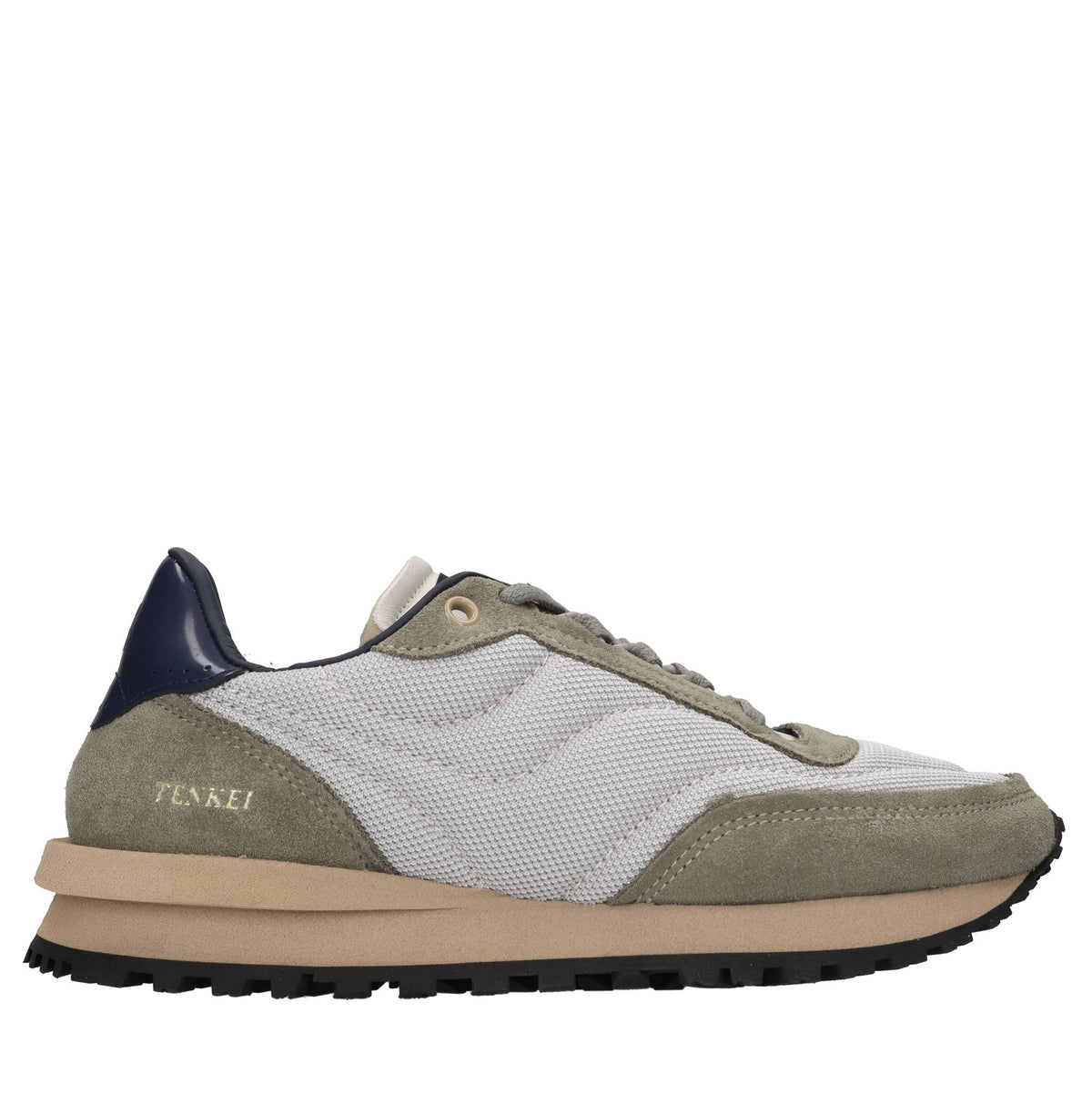 Sneakers in pelle, camoscio e tessuto 