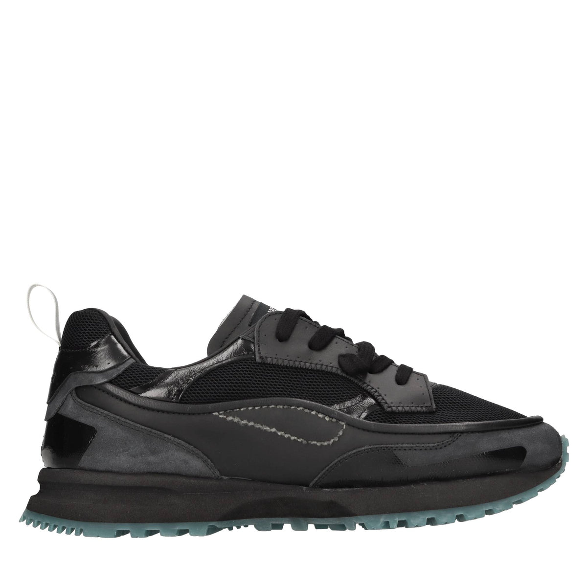 Sneakers in pelle e tessuto 