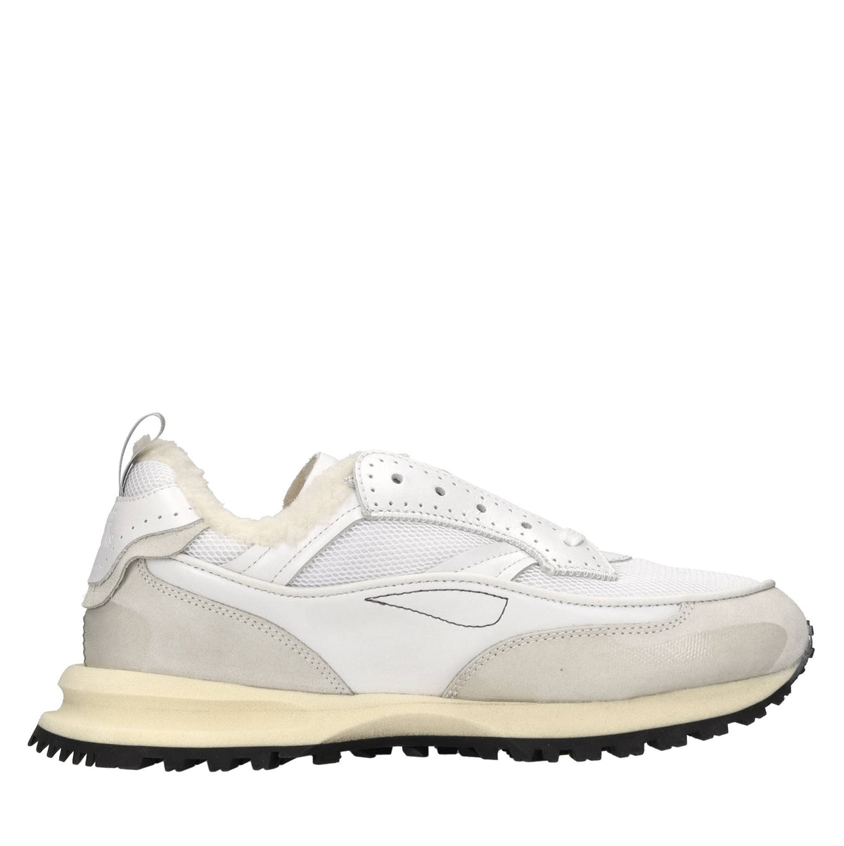 Sneakers in pelle e tessuto 
