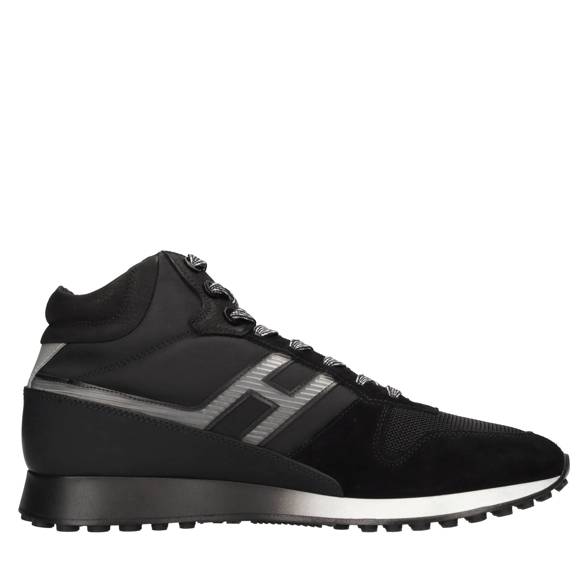 Sneakers Hight Top in camoscio, tessuto e pelle ricoperta 