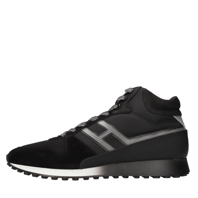 Sneakers Hight Top in camoscio, tessuto e pelle ricoperta 