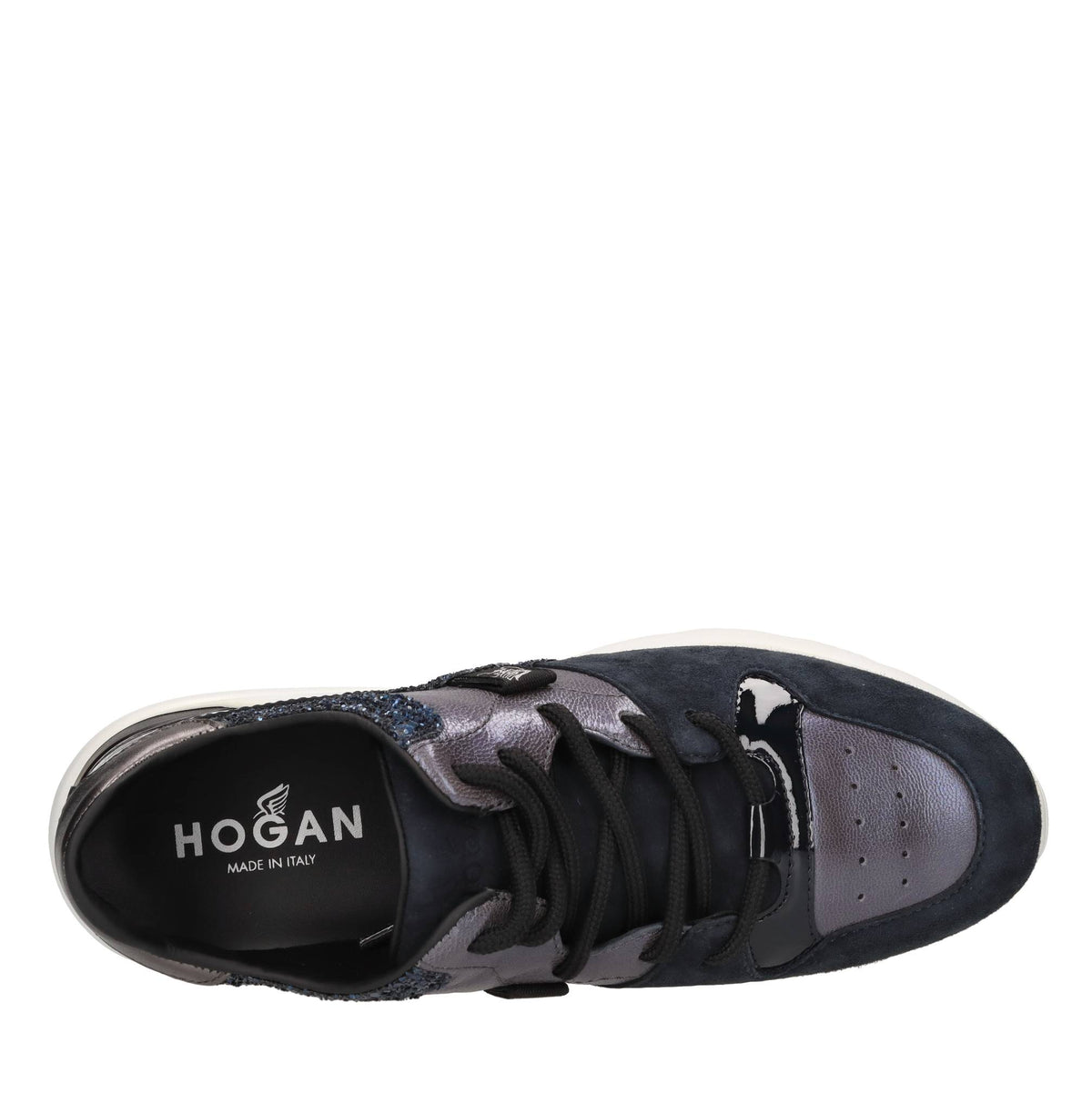 Sneakers Active One in camoscio,pelle e glitter 
