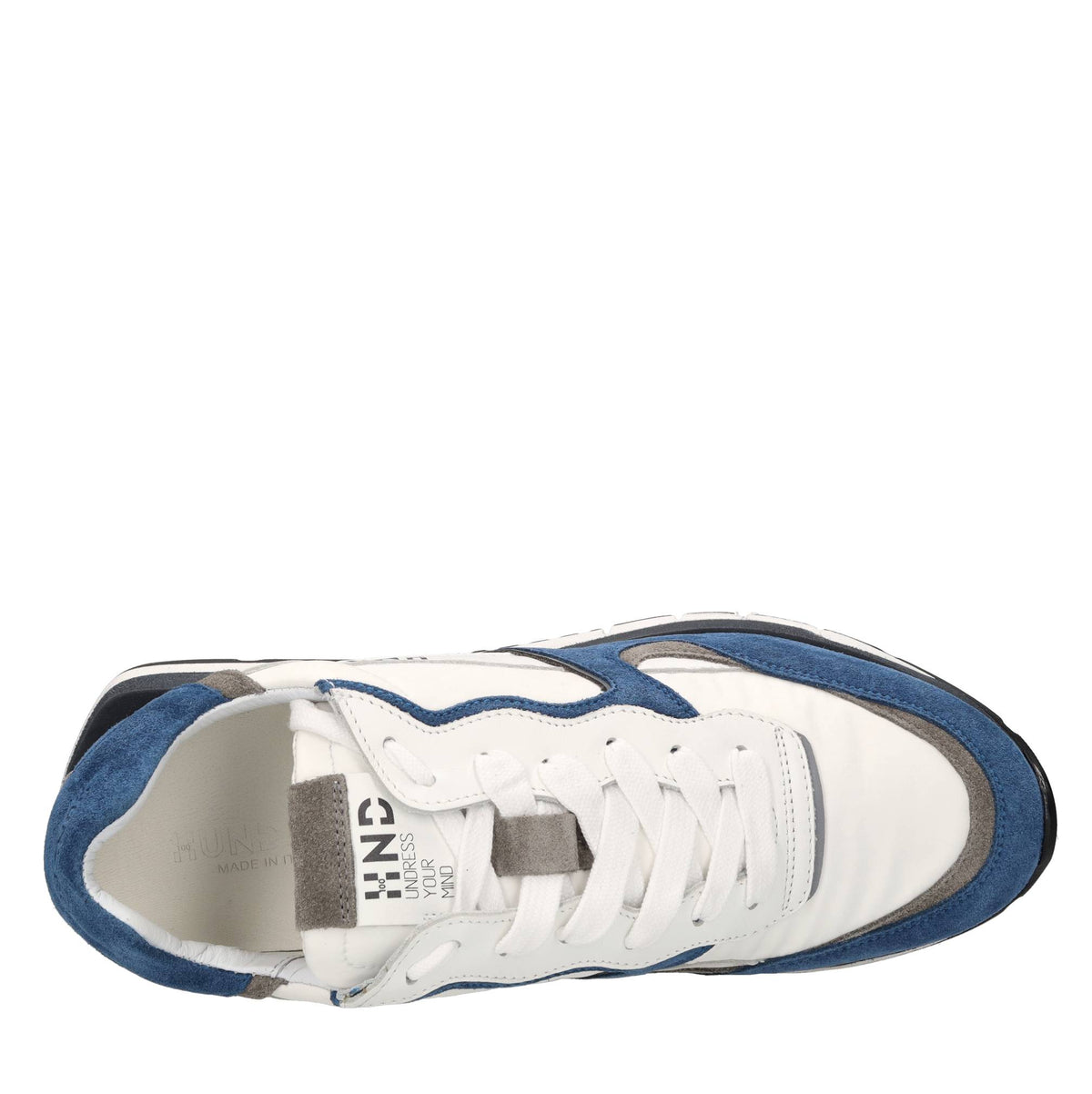 Sneakers in pelle, camoscio e tessuto 