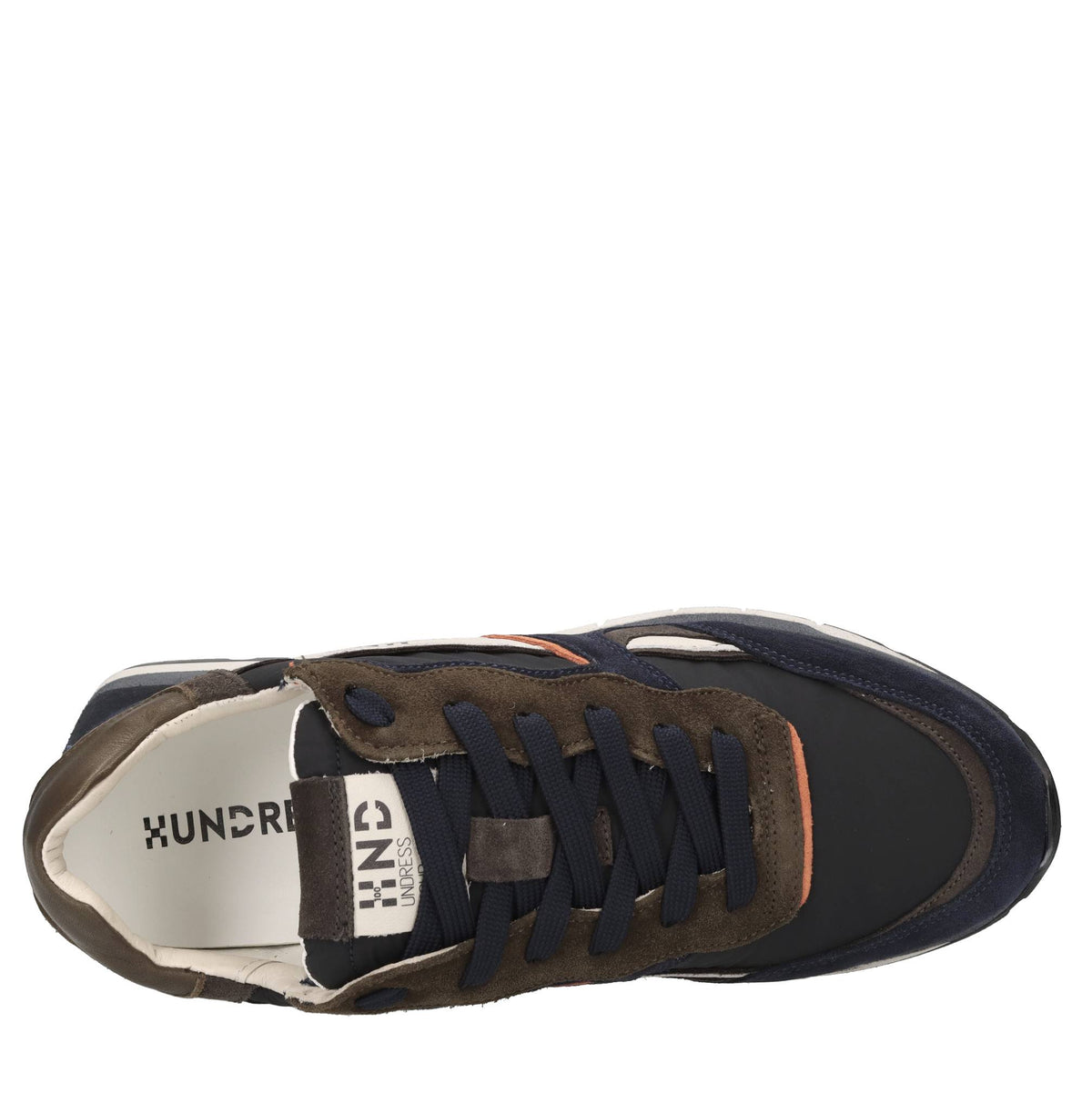 Sneakers in pelle, camoscio e tessuto 