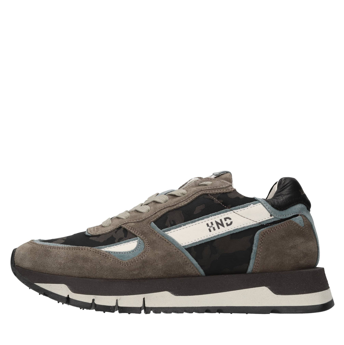 Sneakers in pelle, camoscio e tessuto 