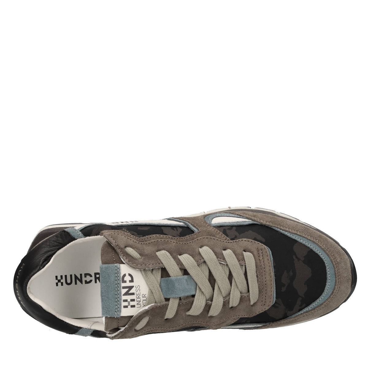 Sneakers in pelle, camoscio e tessuto 