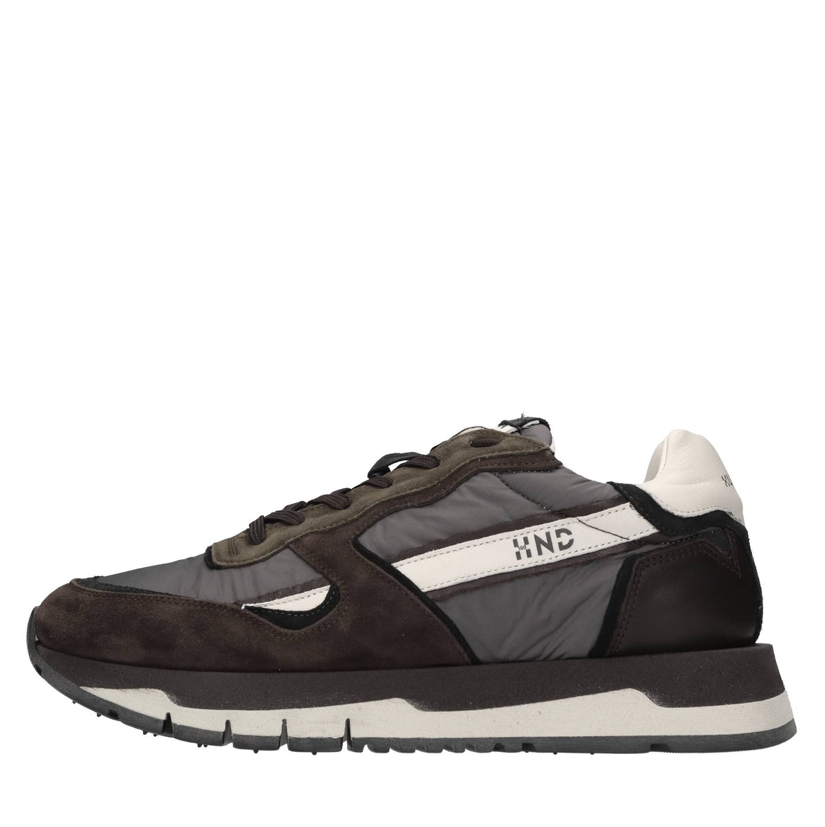 Sneakers in pelle, camoscio e tessuto 