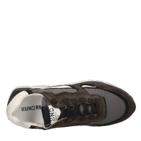 Sneakers in pelle, camoscio e tessuto 