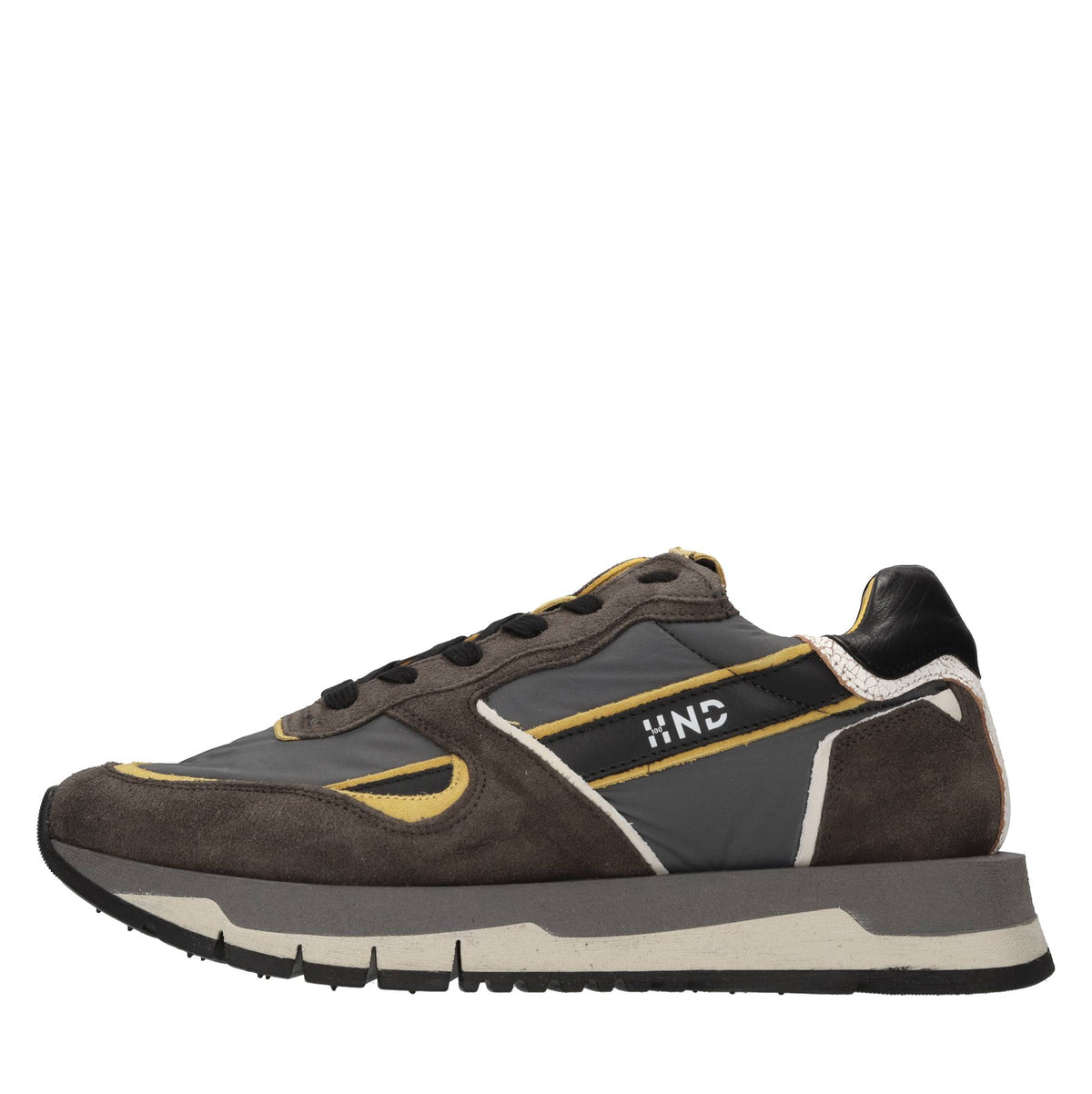Sneakers in pelle, camoscio e tessuto 