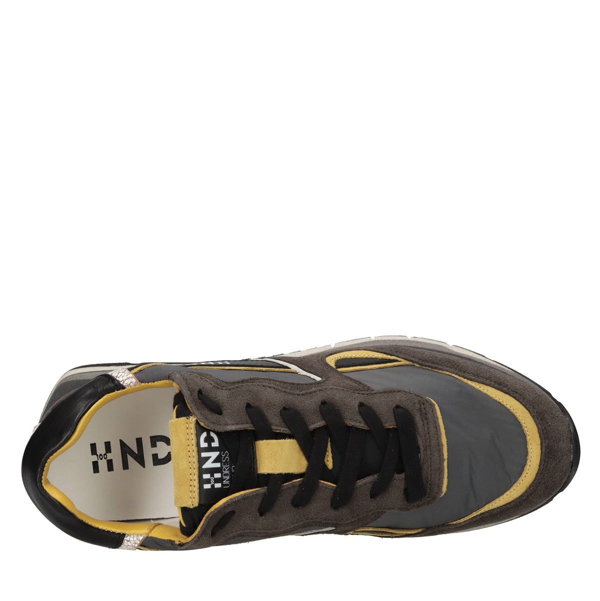 Sneakers in pelle, camoscio e tessuto 