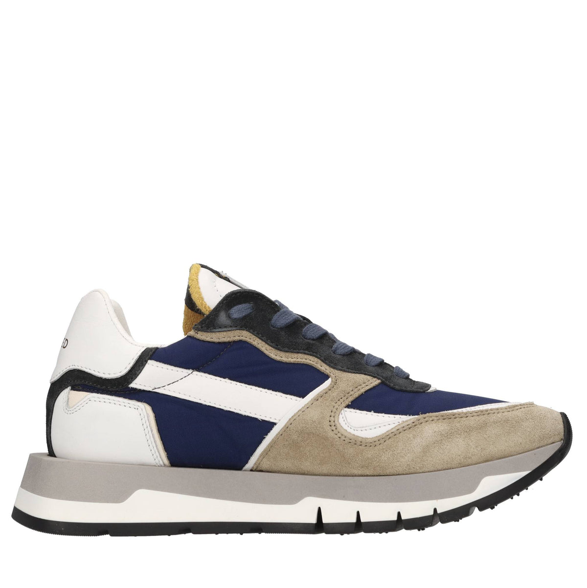 Sneakers in pelle, camoscio e tessuto 