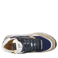Sneakers in pelle, camoscio e tessuto 