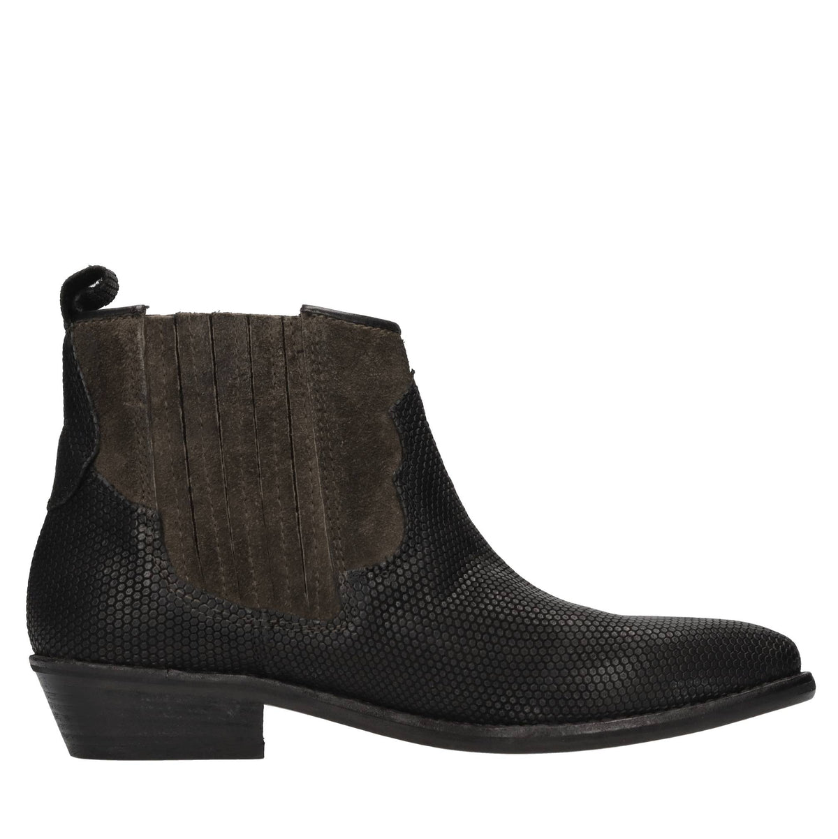 Stivaletti texani in pelle e camoscio 