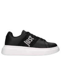 Sneakers in ecopelle e tessuto con strass 