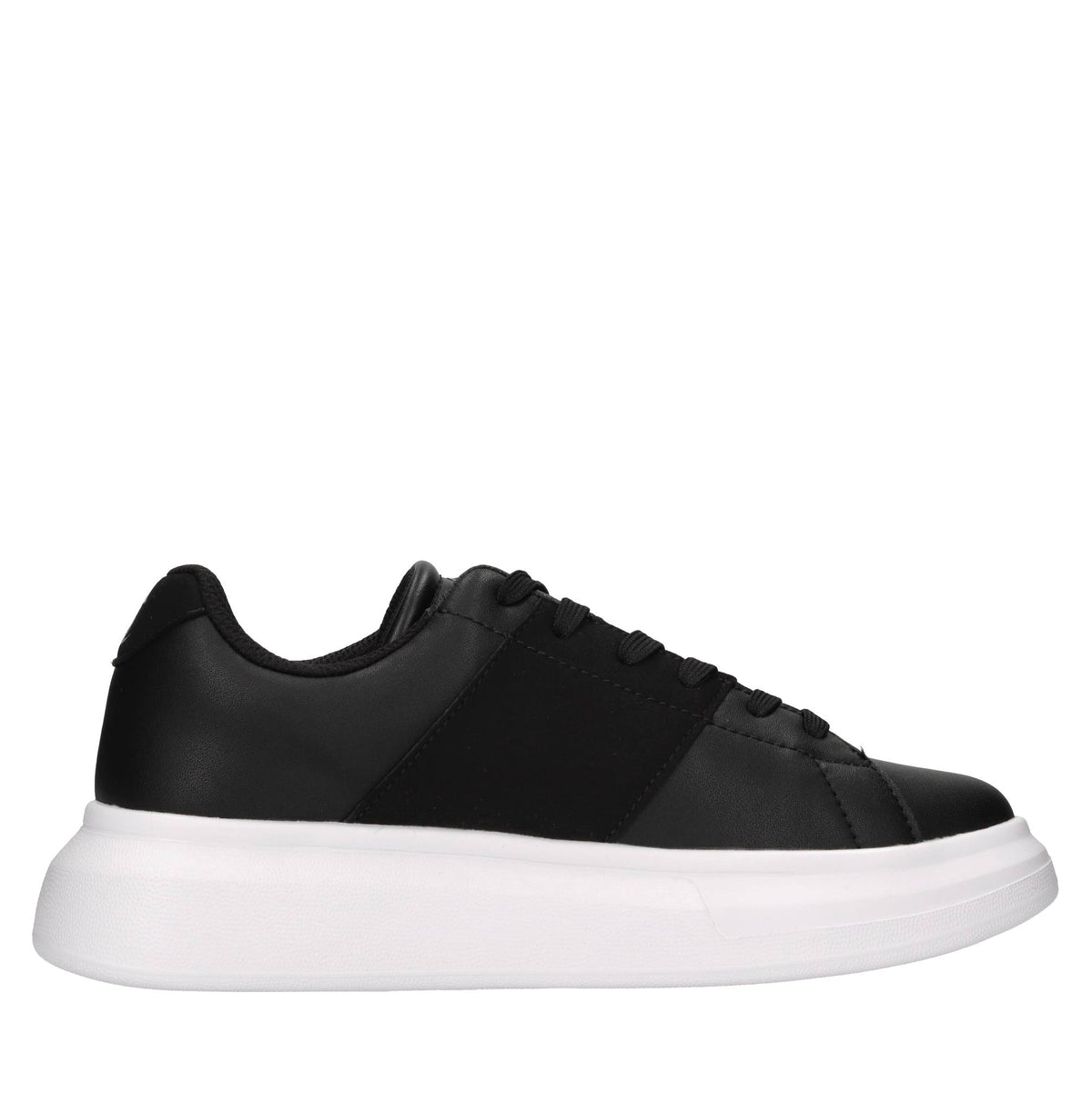 Sneakers in ecopelle e tessuto con strass 