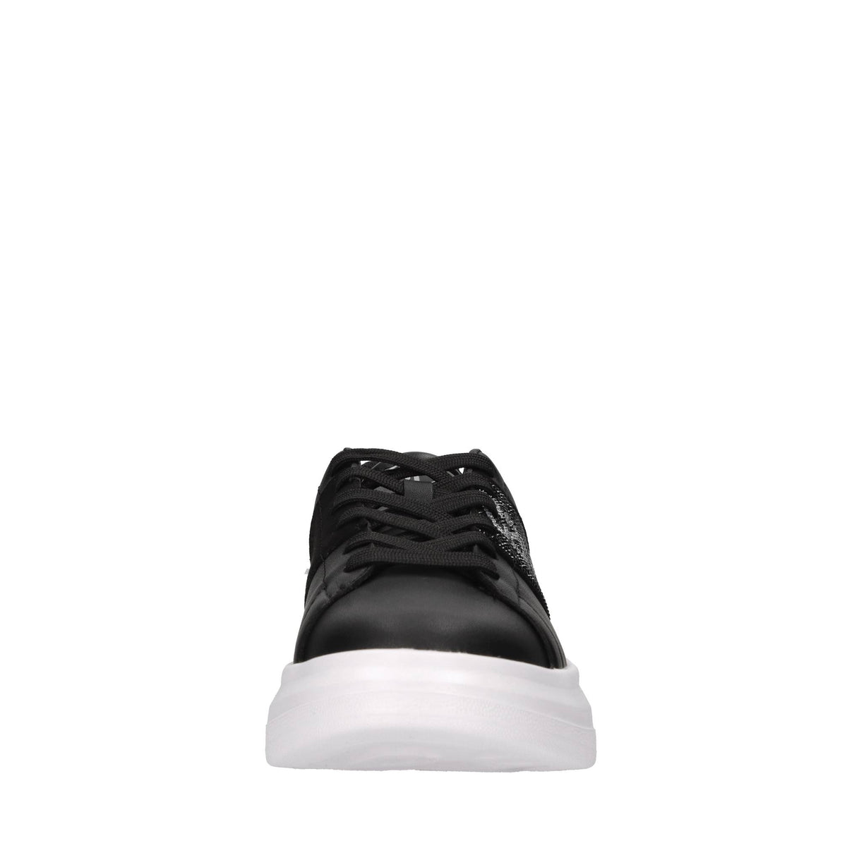 Sneakers in ecopelle e tessuto con strass 